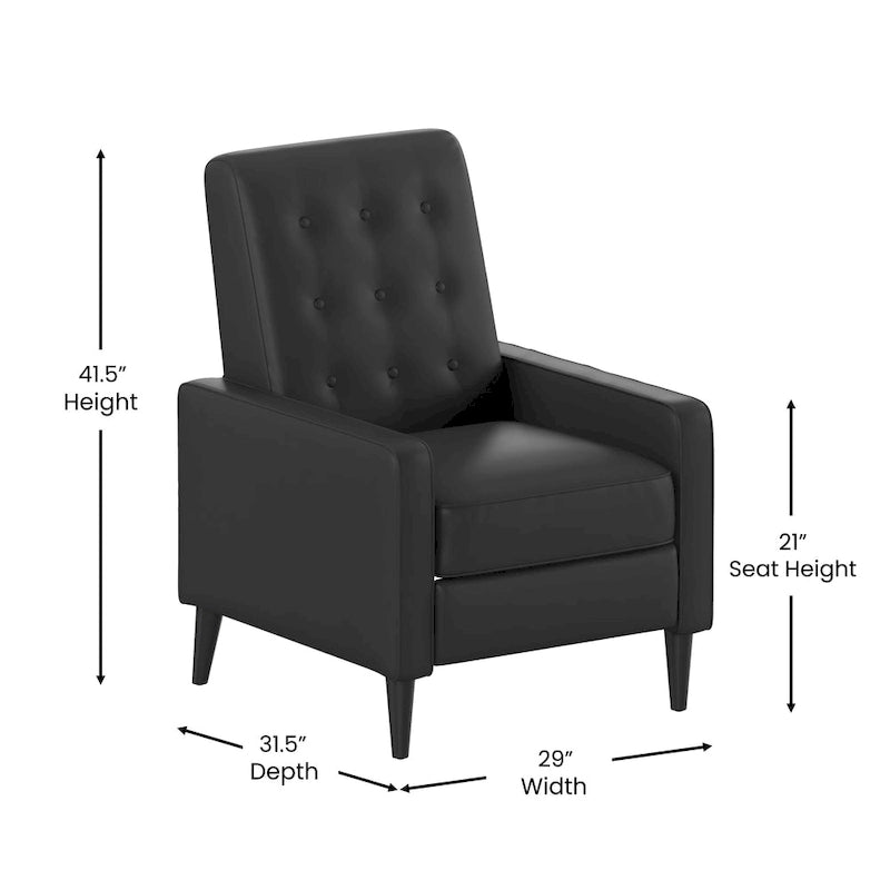 Fauteuil inclinable à dossier capitonné avec mécanisme de poussée