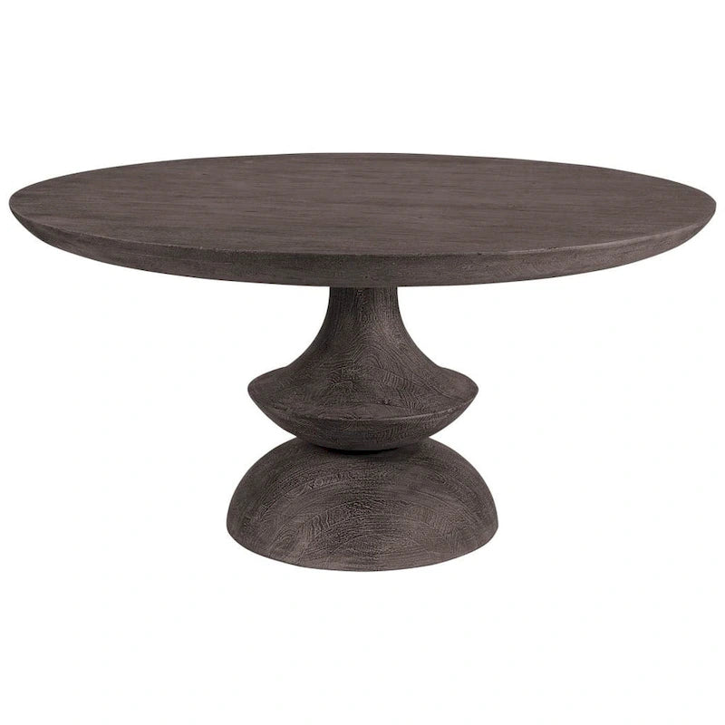 Table à manger ronde en manguier massif gris de 152 cm