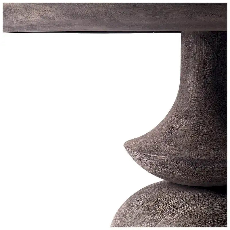 Table à manger ronde en manguier massif gris de 152 cm