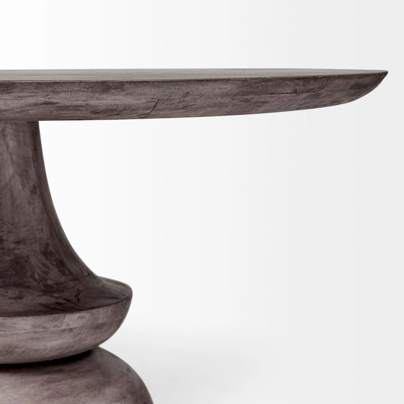 Table à manger ronde en manguier massif gris de 152 cm