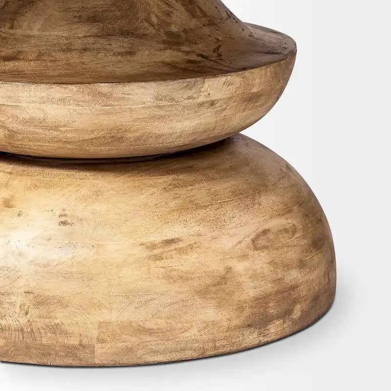 Table à manger ronde en manguier massif gris de 152 cm