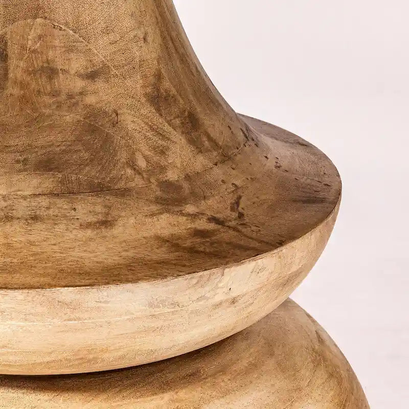 Table à manger ronde en manguier massif gris de 152 cm