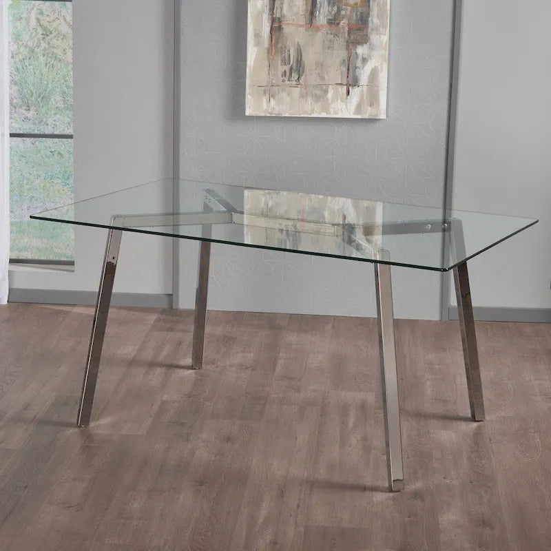 Table à manger rectangulaire en verre