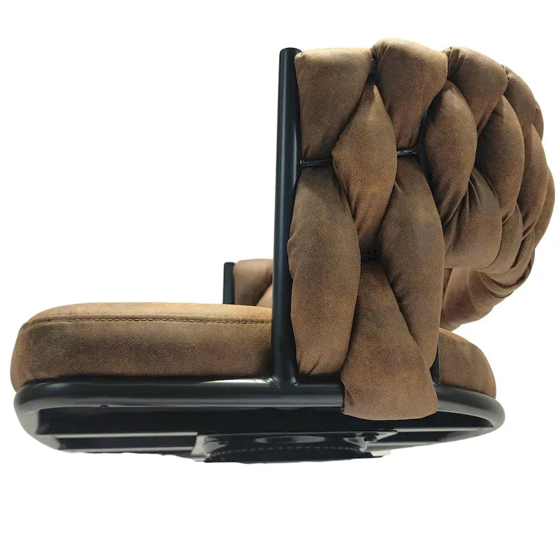 2 Tabourets de bar tissés, pieds noirs non réglables, chaises de bar rembourrées pivotantes à 360°, tabouret de comptoir, fauteuils avec dossier et repose-pieds