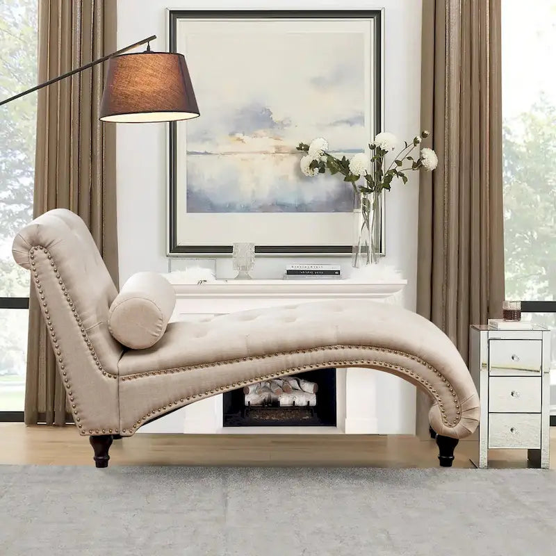 Chaise longue d'intérieur, inclinable, de loisir, pour salon, sans accoudoirs, avec oreiller lombaire pour chambre à coucher
