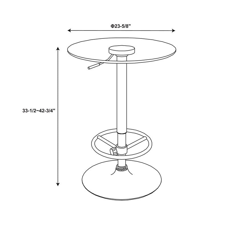 Table de bar ronde réglable - Chrome