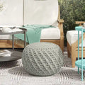 Pouf tricoté rond extérieur/intérieur – Polyester recyclé gris clair