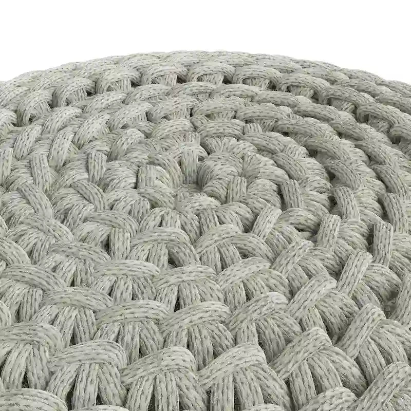 Pouf tricoté rond extérieur/intérieur – Polyester recyclé gris clair