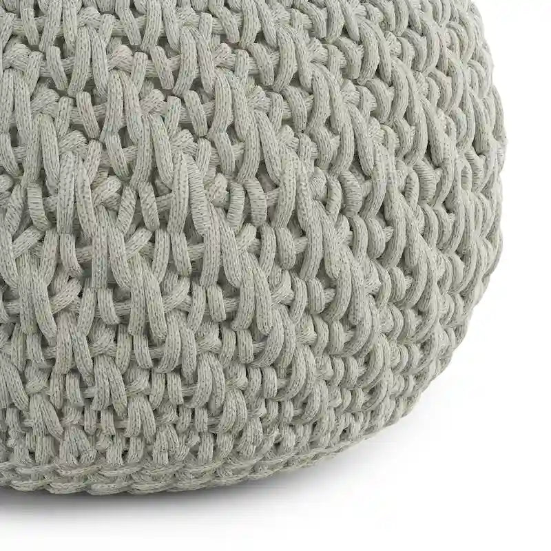 Pouf tricoté rond extérieur/intérieur – Polyester recyclé gris clair