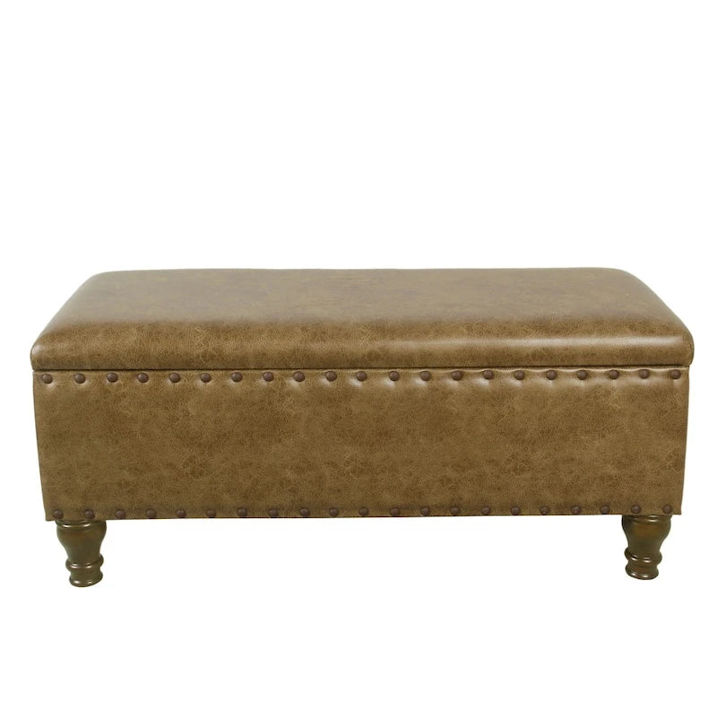 Banc de rangement garni de clous décoratifs