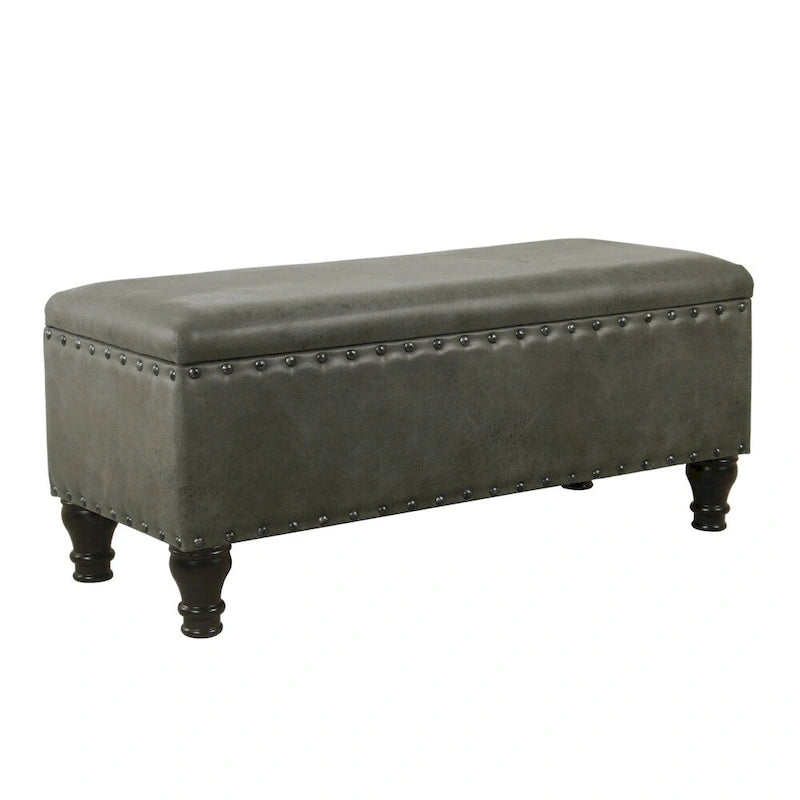 Banc de rangement garni de clous décoratifs