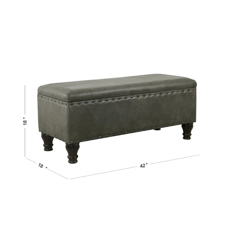 Banc de rangement garni de clous décoratifs