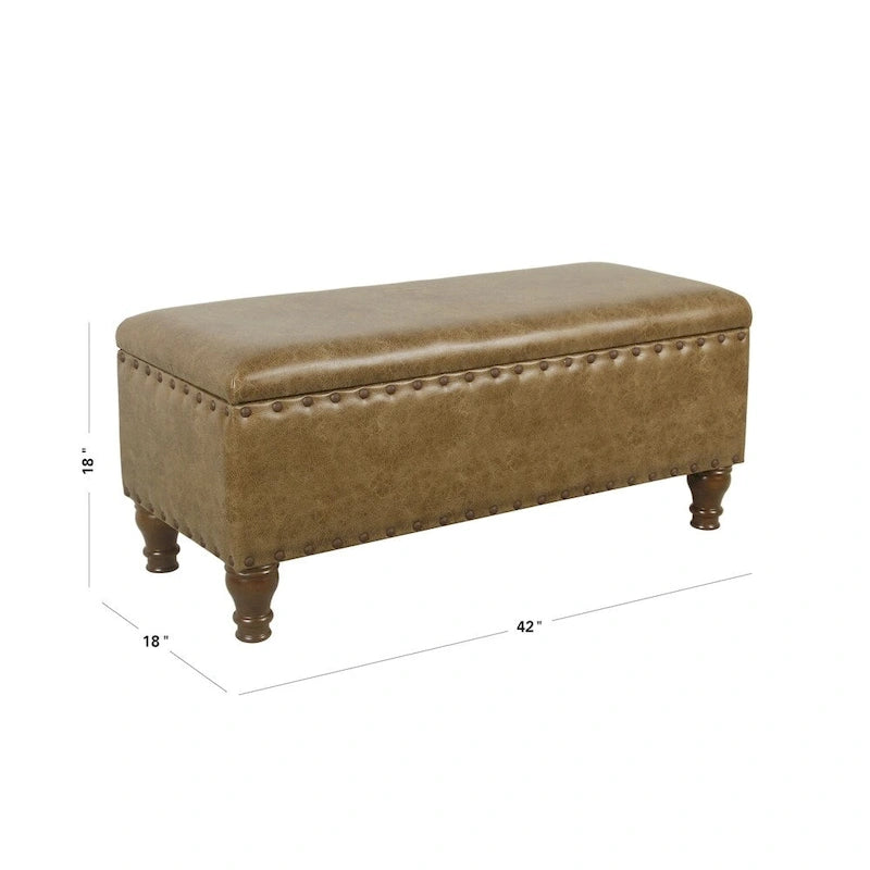 Banc de rangement garni de clous décoratifs