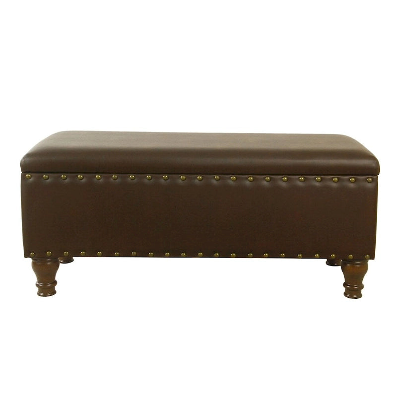 Banc de rangement garni de clous décoratifs