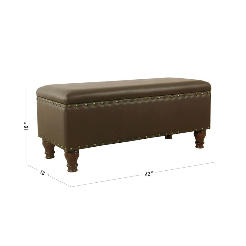 Banc de rangement garni de clous décoratifs