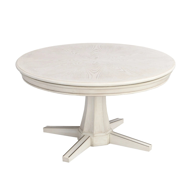 Table de jeu ronde en bois blanc antique traditionnelle de 54 pouces