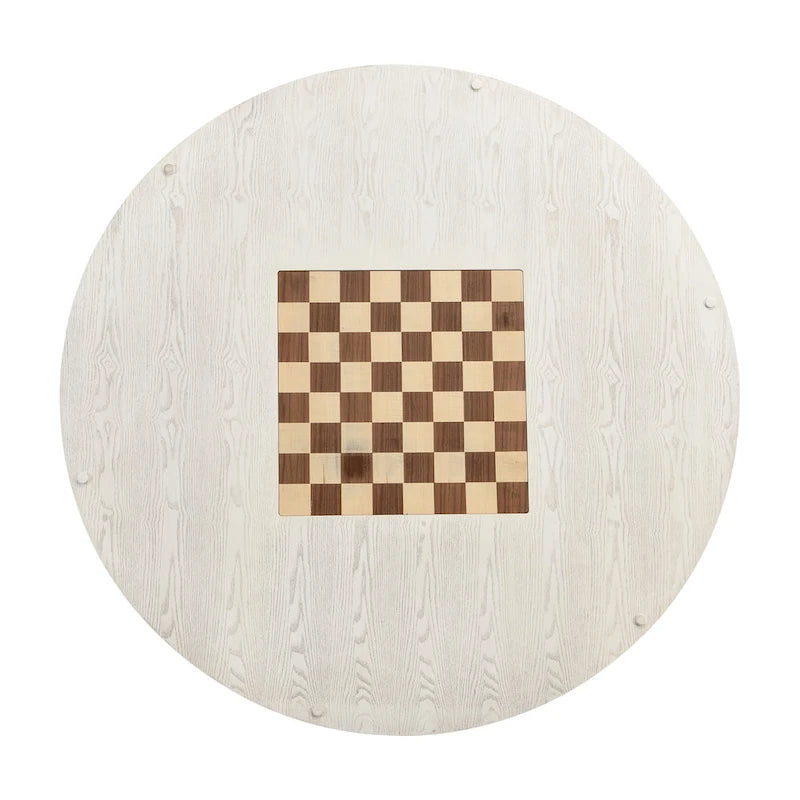 Table de jeu ronde en bois blanc antique traditionnelle de 54 pouces