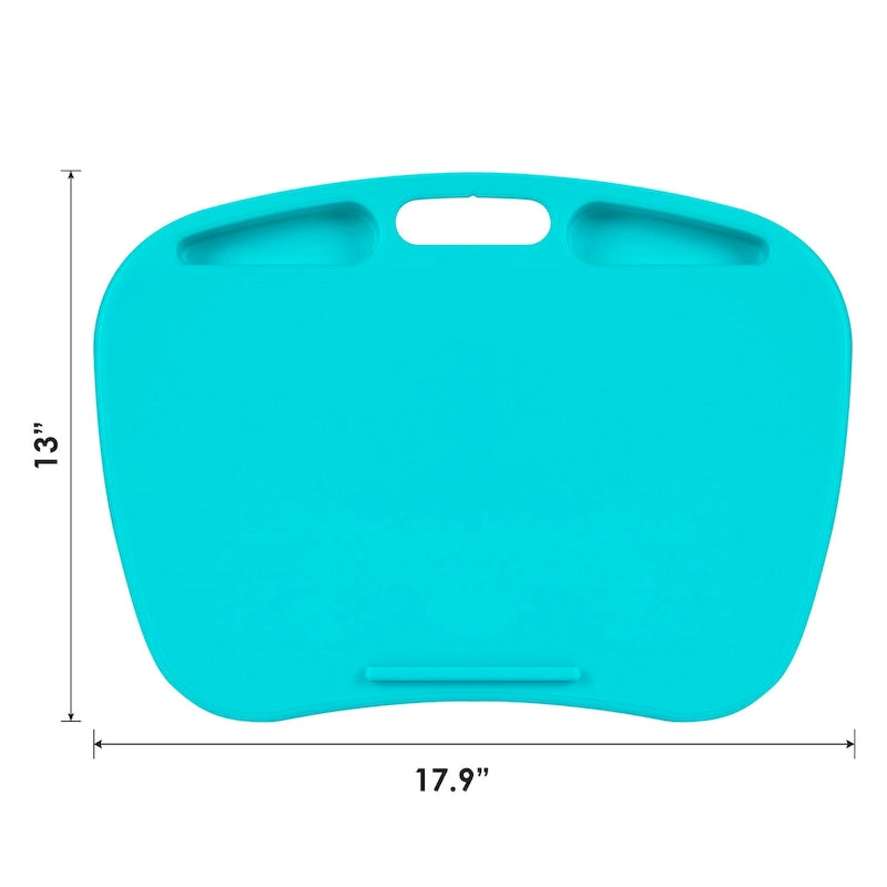 Bureau portable avec rebord pour appareil et compartiments de rangement