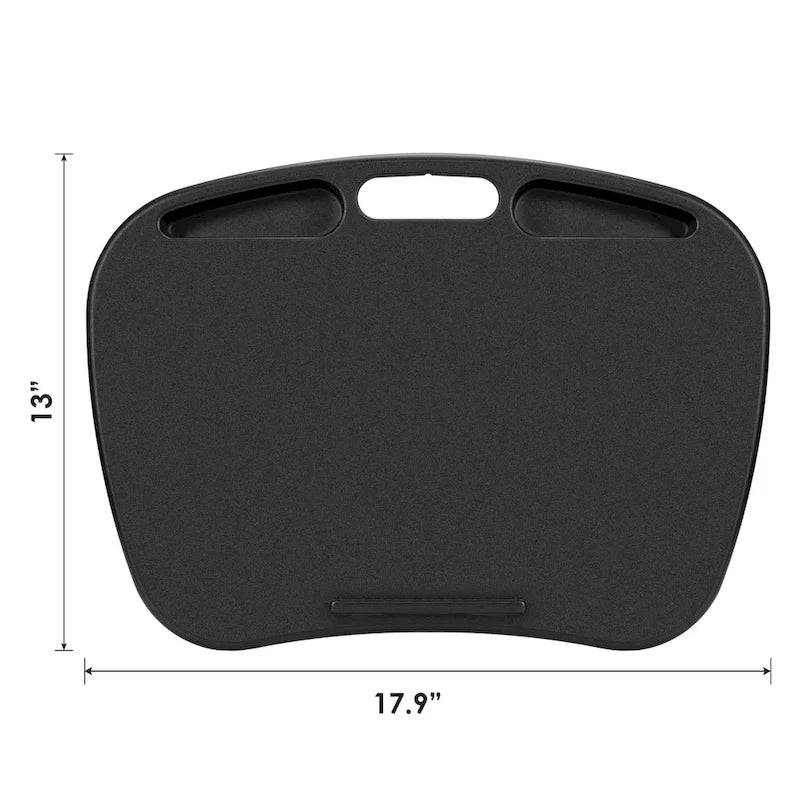 Bureau portable avec rebord pour appareil et compartiments de rangement