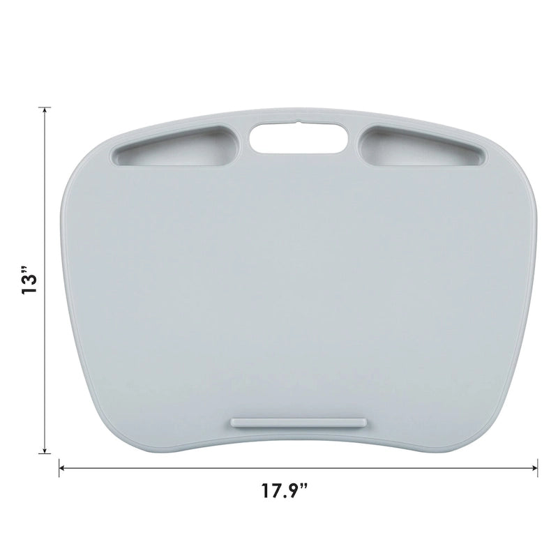 Bureau portable avec rebord pour appareil et compartiments de rangement