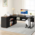 Bureau d'ordinateur d'angle en forme de L de 180 cm avec armoire