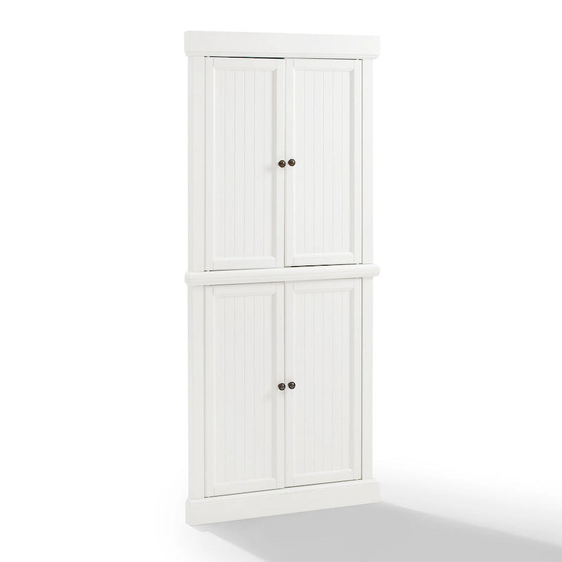 Garde-manger d'angle haut avec portes à moulures – Blanc