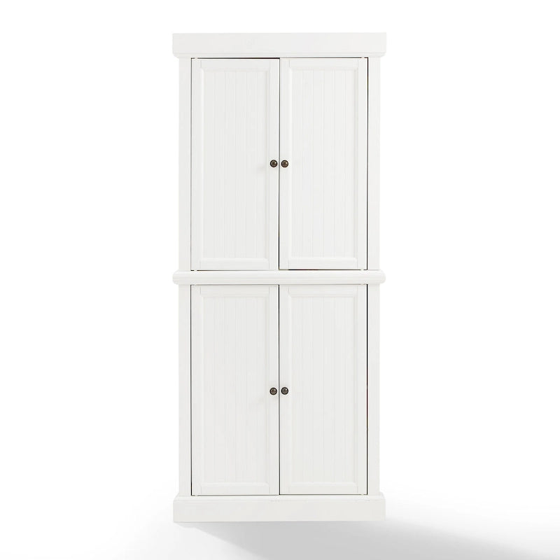 Garde-manger d'angle haut avec portes à moulures – Blanc
