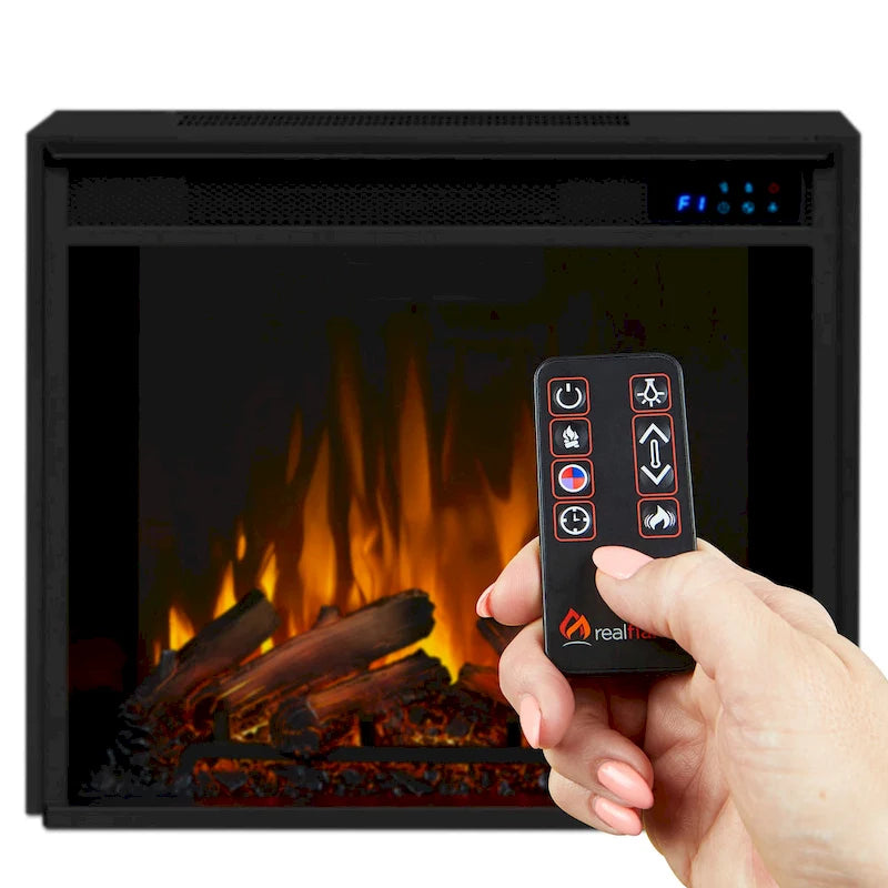 Meuble TV électrique de 67 pouces avec cheminée – Noyer foncé