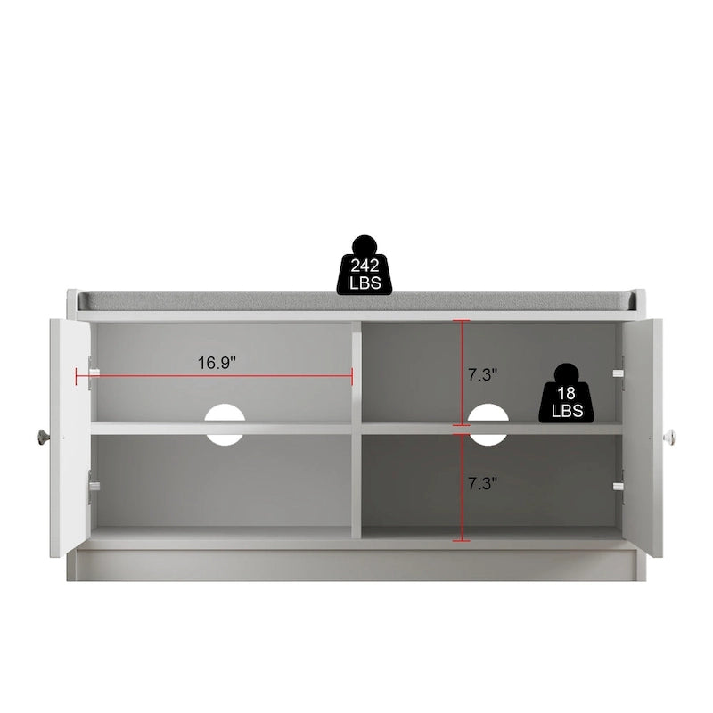 Banc de rangement pour chaussures, meuble d'entrée avec rangement, armoire de porte, coussiné