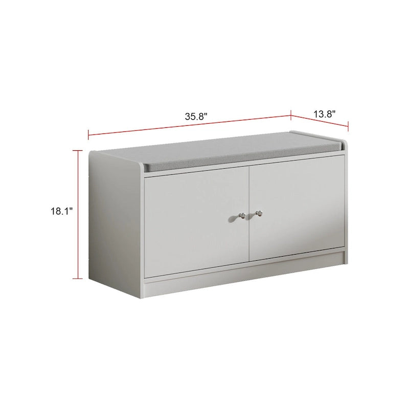 Banc de rangement pour chaussures, meuble d'entrée avec rangement, armoire de porte, coussiné