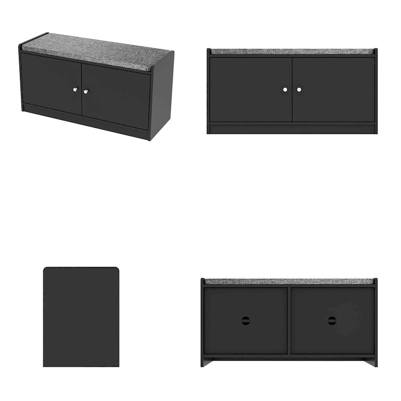 Banc de rangement pour chaussures, meuble d'entrée avec rangement, armoire de porte, coussiné