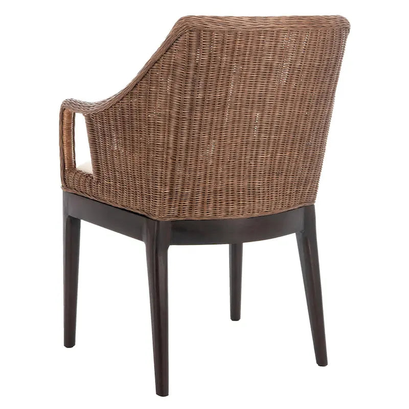 Chaise de salle à manger en rotin avec coussin en coton - Multicolore/Marron