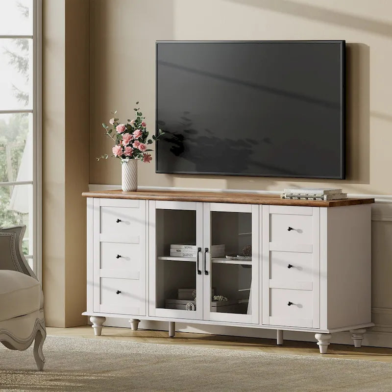 Meuble TV de ferme en verre pour téléviseurs jusqu'à 110 pouces