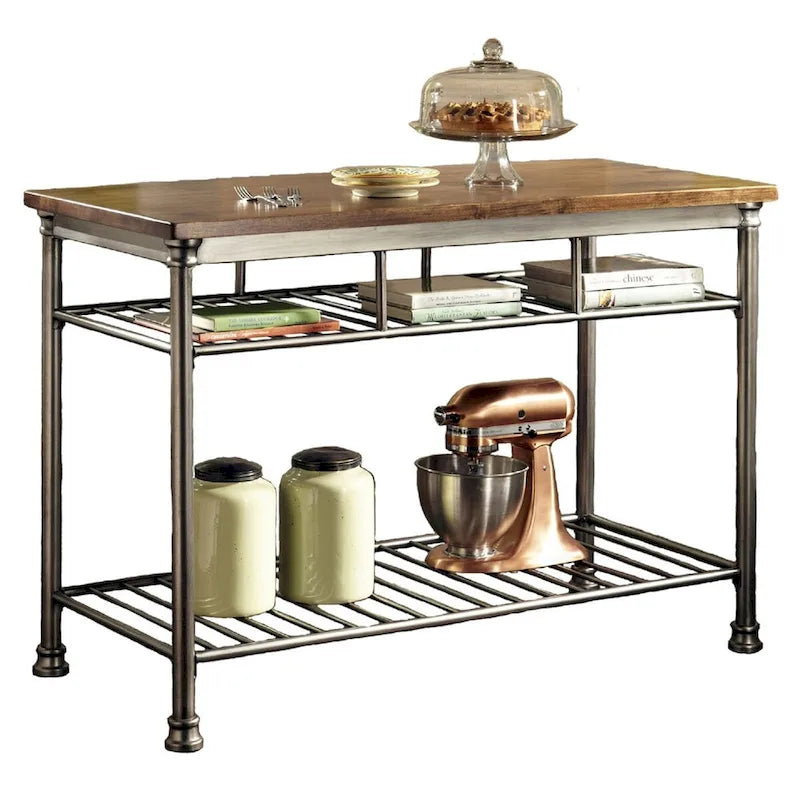 Table de cuisine utilitaire style billot en bois massif, style français classique - 52 larg. x 25 prof. x 36 haut.