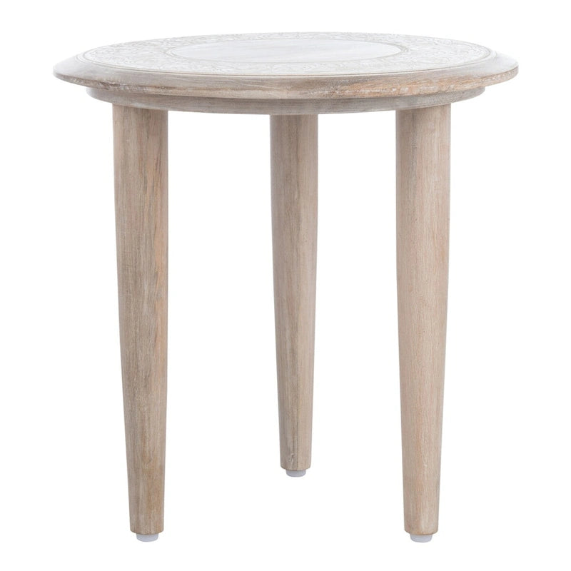 Table d'appoint en bois de manguier sculpté - 17Lx17Px18H