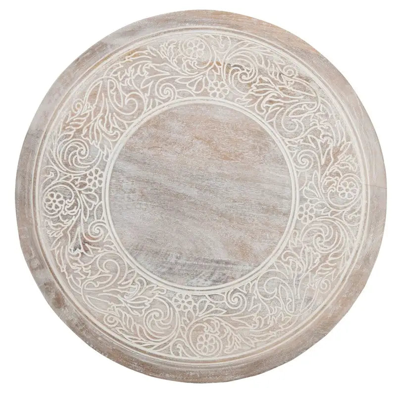 Table d'appoint en bois de manguier sculpté - 17Lx17Px18H