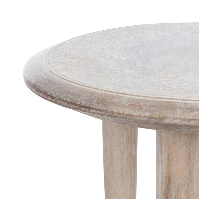 Table d'appoint en bois de manguier sculpté - 17Lx17Px18H