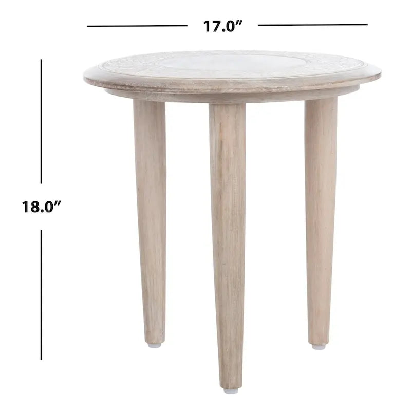 Table d'appoint en bois de manguier sculpté - 17Lx17Px18H