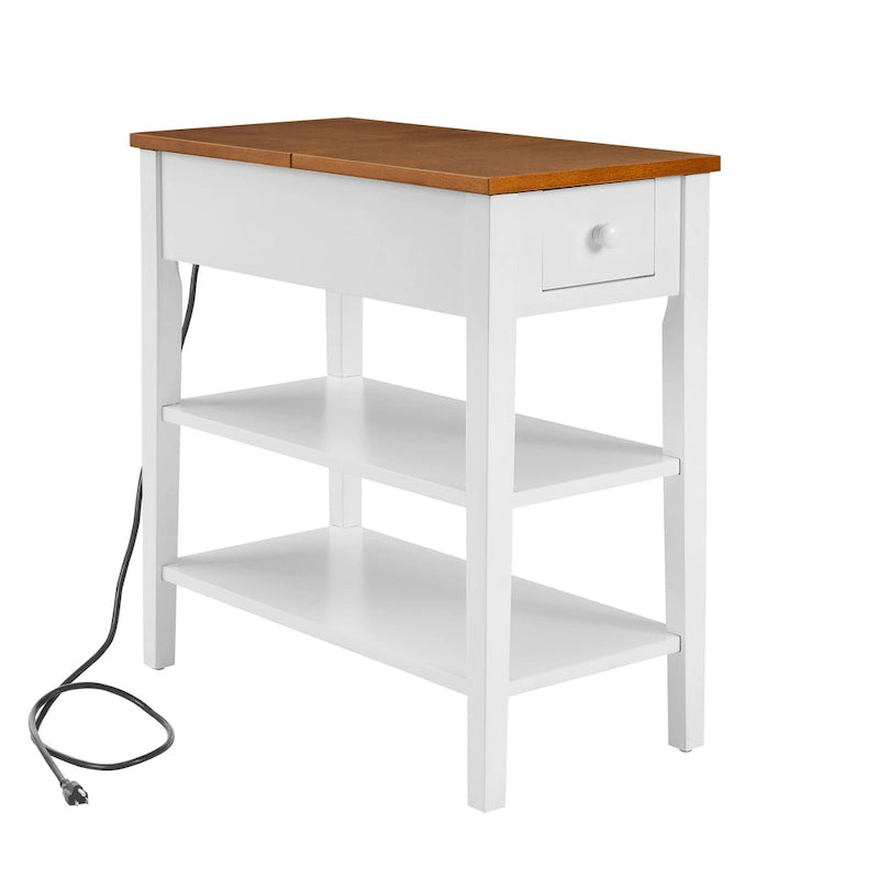 Table d'appoint étroite avec ports de chargement USB