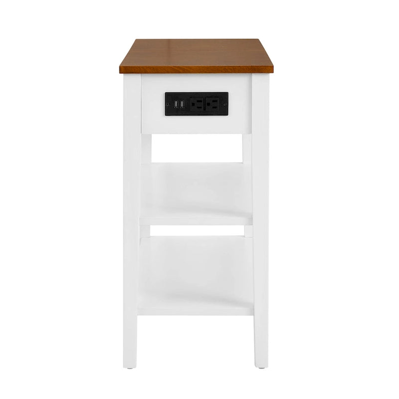 Table d'appoint étroite avec ports de chargement USB