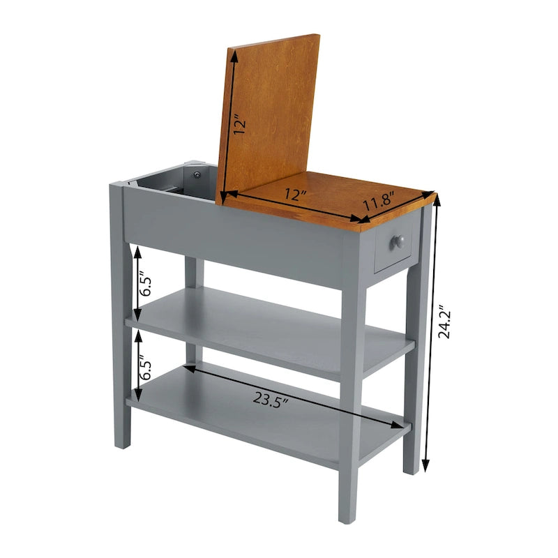 Table d'appoint étroite avec ports de chargement USB
