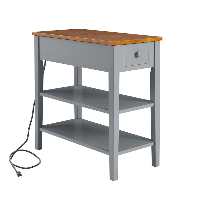 Table d'appoint étroite avec ports de chargement USB