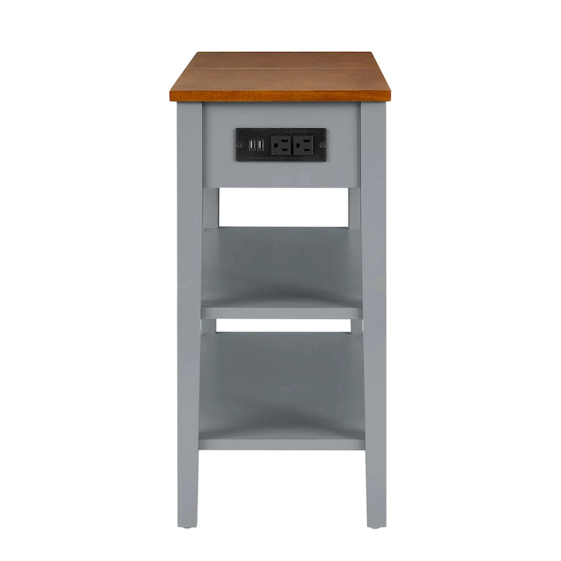 Table d'appoint étroite avec ports de chargement USB