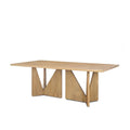 Tarro 84 Rectangular Light Brown Wood w/ Geometrical Base Dining Table - 84.0L x 42.0W x 30.0H