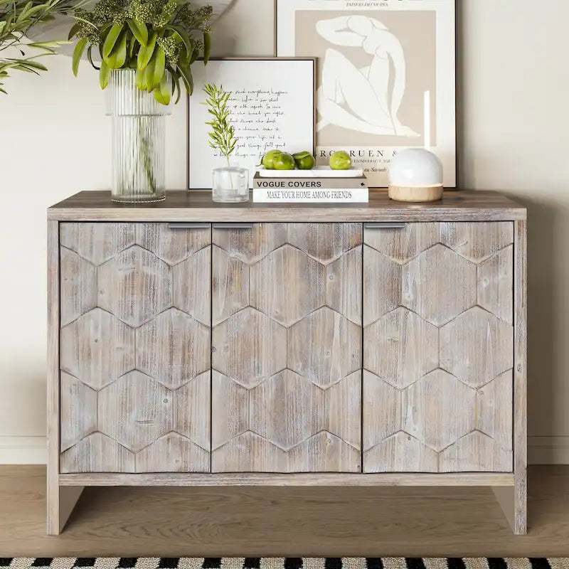 Meuble d'appoint 3 portes en bois, buffet de rangement