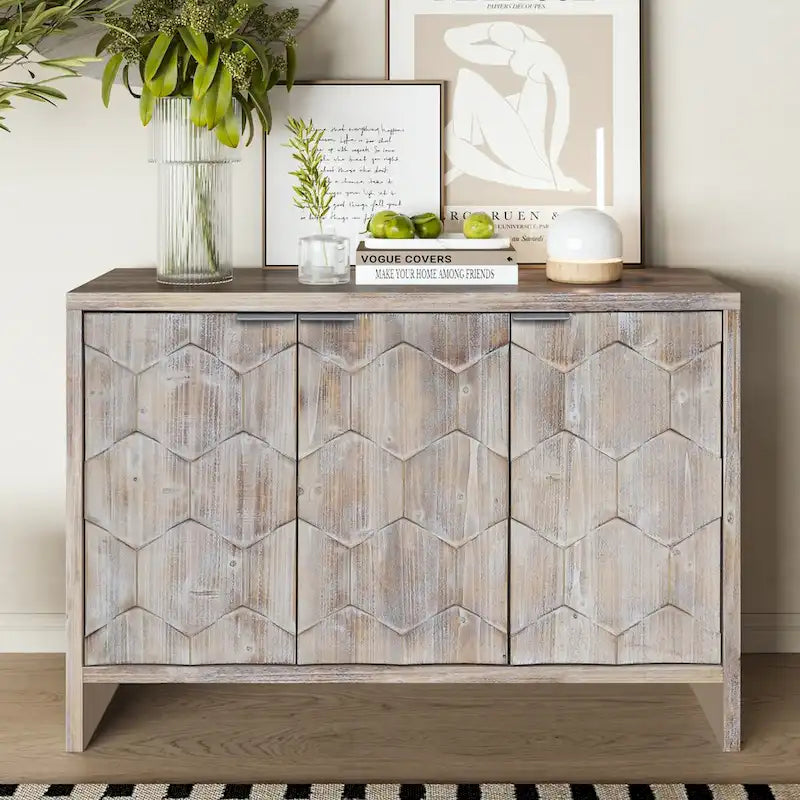 Meuble d'appoint 3 portes en bois, buffet de rangement