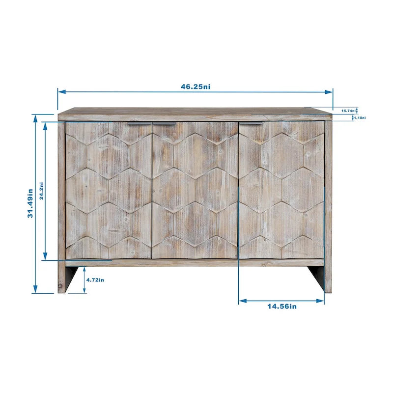 Meuble d'appoint 3 portes en bois, buffet de rangement