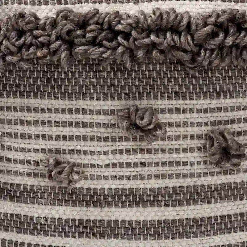 Pouf marocain ottoman en laine tissée à la main ivoire et marron
