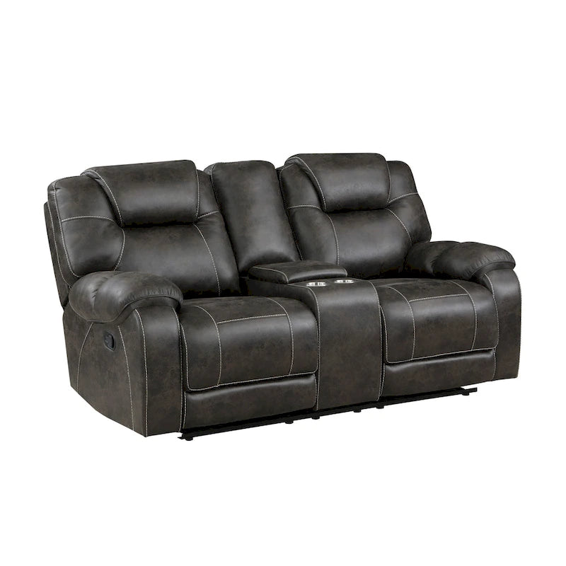 Causeuse double inclinable manuelle 75 pouces avec porte-gobelets - Microfibre marron