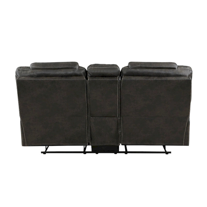 Causeuse double inclinable manuelle 75 pouces avec porte-gobelets - Microfibre marron